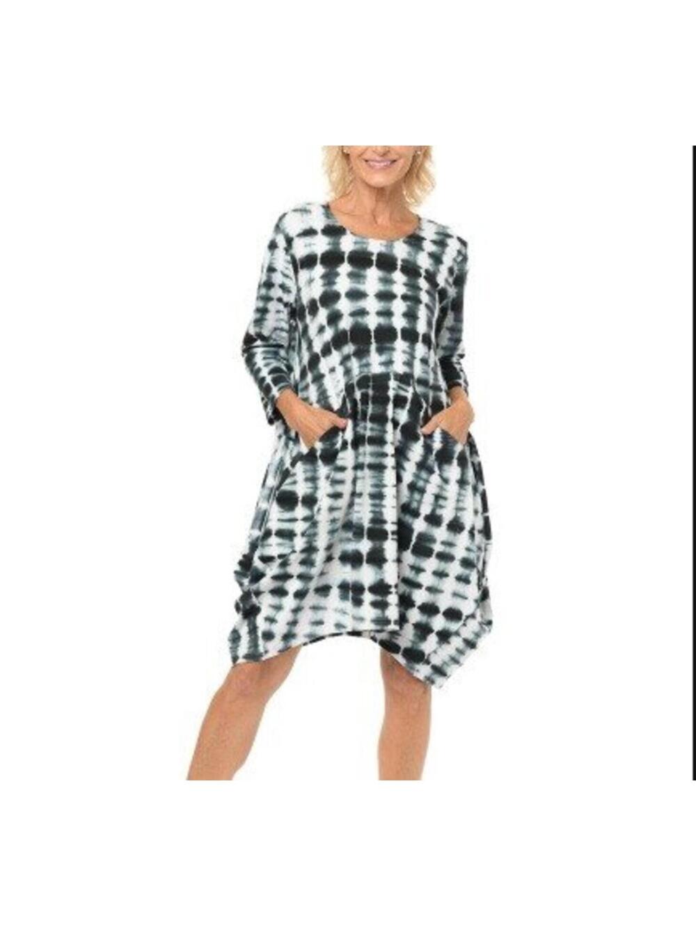 Women's Snapdragon & Twig Shibori Leighton Dress Thunder Black White Dress 4-6
